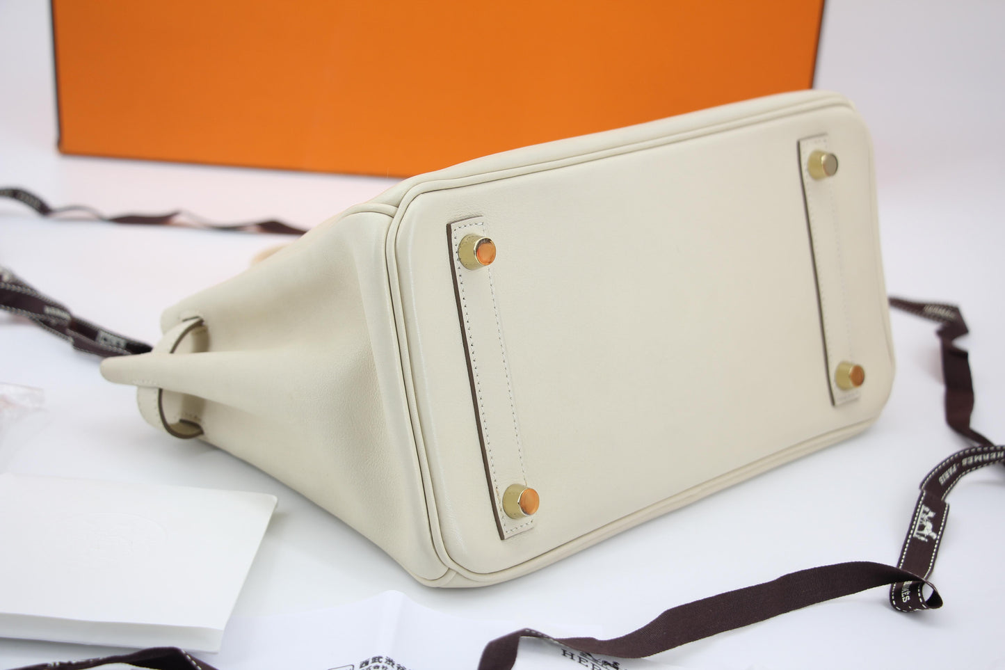 Hermes Birkin 25 Craie Swift leather gold hardware