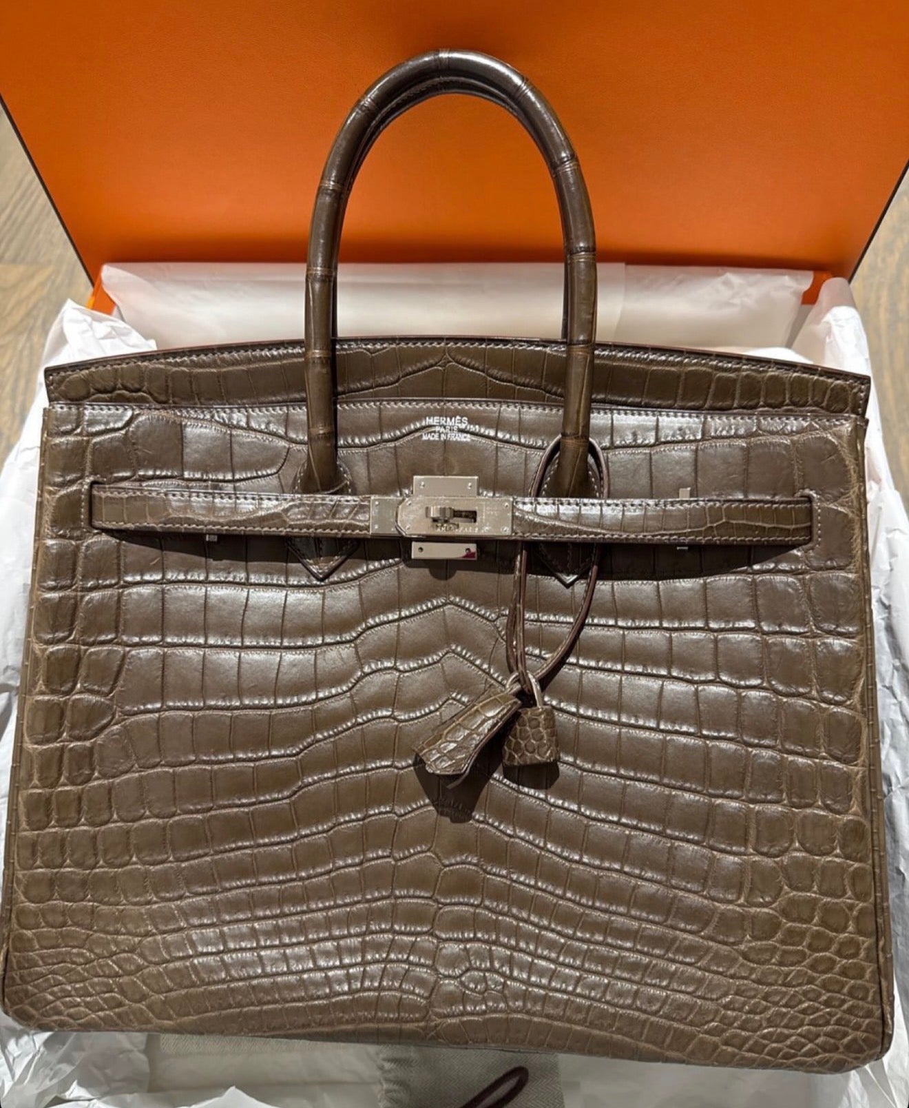Hermès Birkin 35 Gris Éléphant Matte Niloticus Palladium hardware
