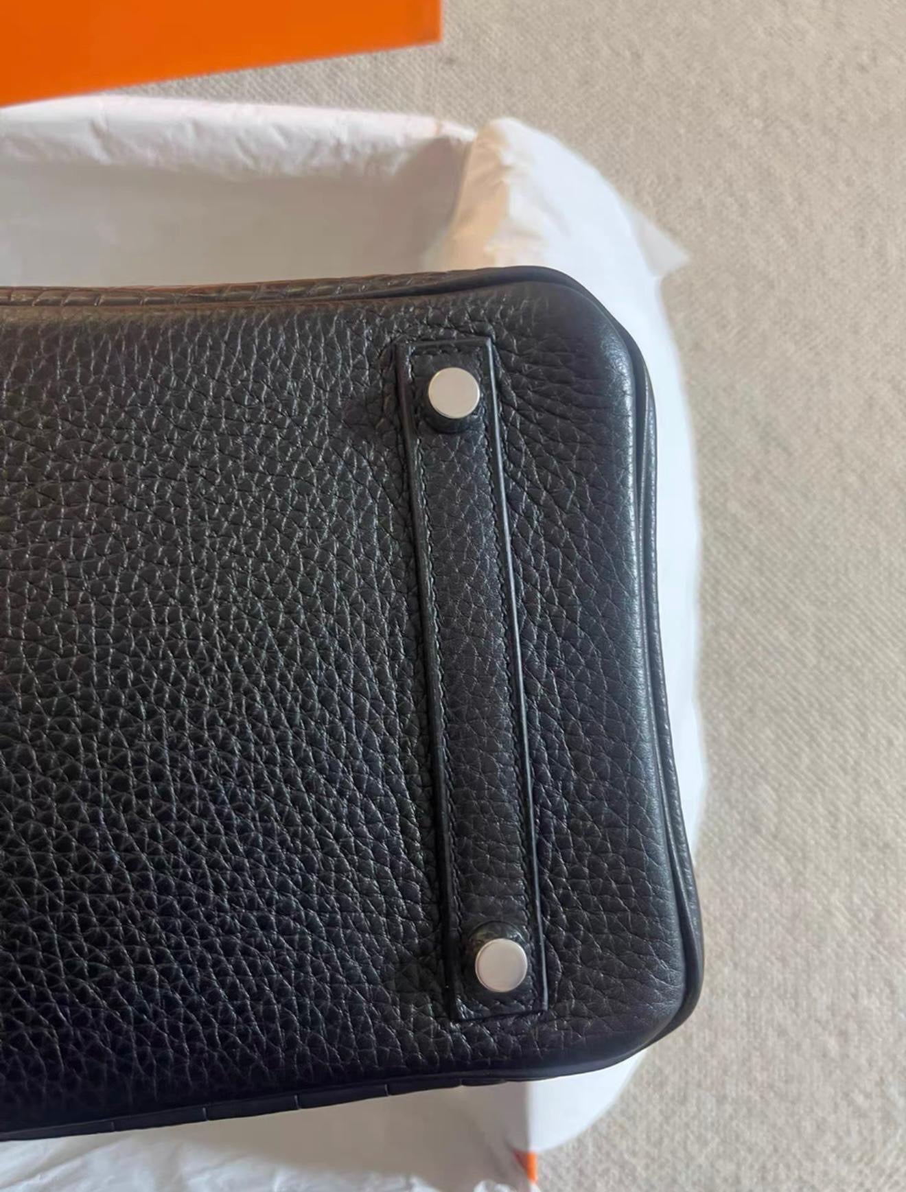 Rare Hermes Birkin 30 Black Matte Crocodile Alligator Togo 
Box Leather Palladium Handbag