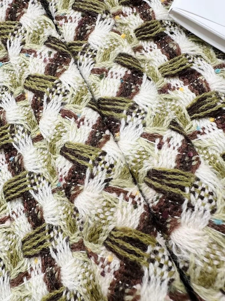 Chanel 23A Brown and green mixed-color tweed jacket