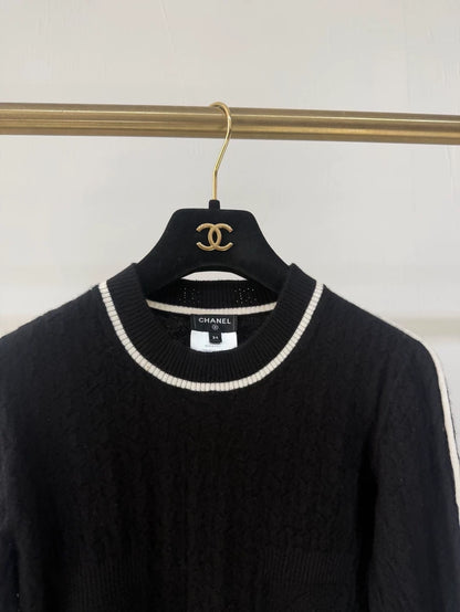 Chanel 23K black cashmere knit sweater