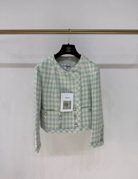 Chanel 23S Green Tweed jacket