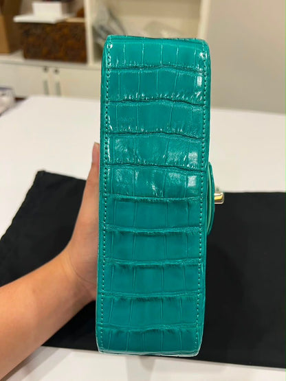 Mini Chanel green iridescent flap bag