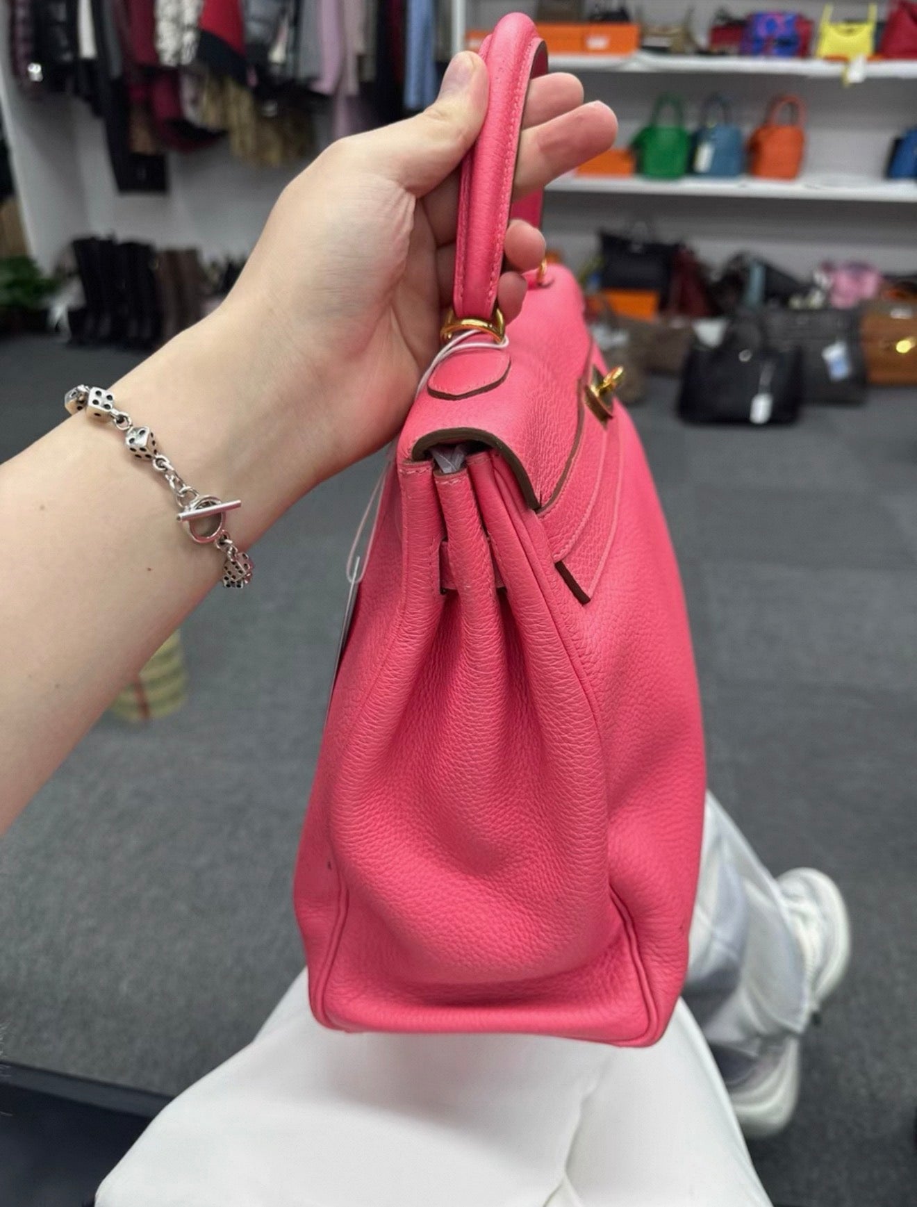 Hermes Kelly 35 pink Togo leather gold hardware