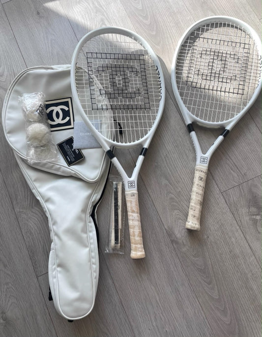 CHANEL white Tennis Racket set