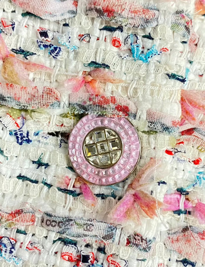 Chanel 23C Ecru/Multicolor Tweed Jacket