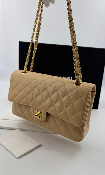 Chanel 25 Medium CF flap  beige Caviar leather