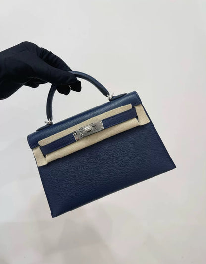 Hermes Mini Kelly Deep Bleu Epsom Leather with Palladium Hardware