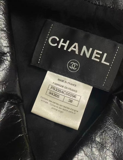 Chanel 17k Pearl black leather jacket