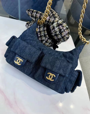 Chanel 25C Dark Blue Denim Hobo bag