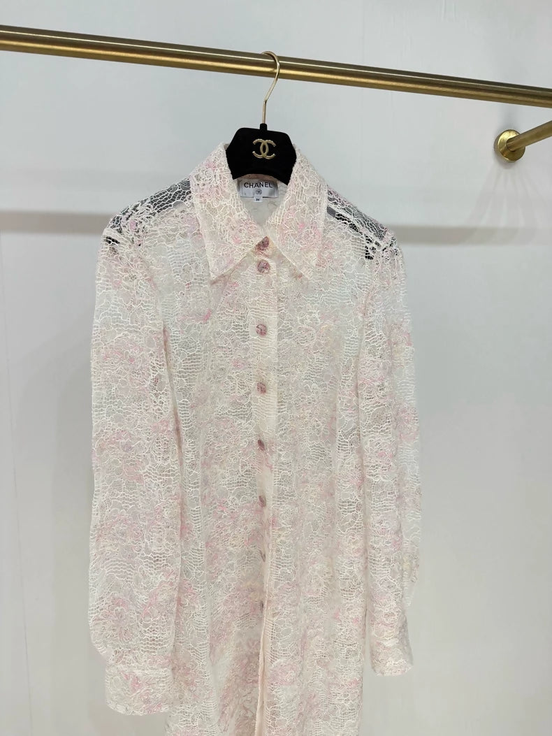 Chanel 25P lace shirt dress