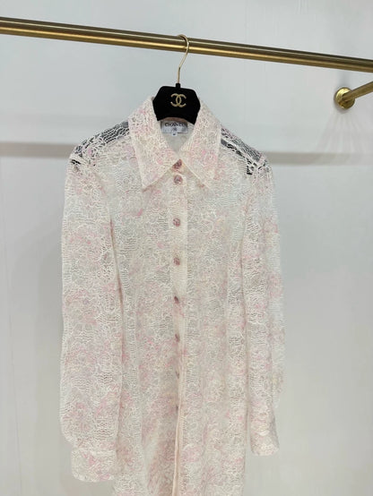 Chanel 25P lace shirt dress
