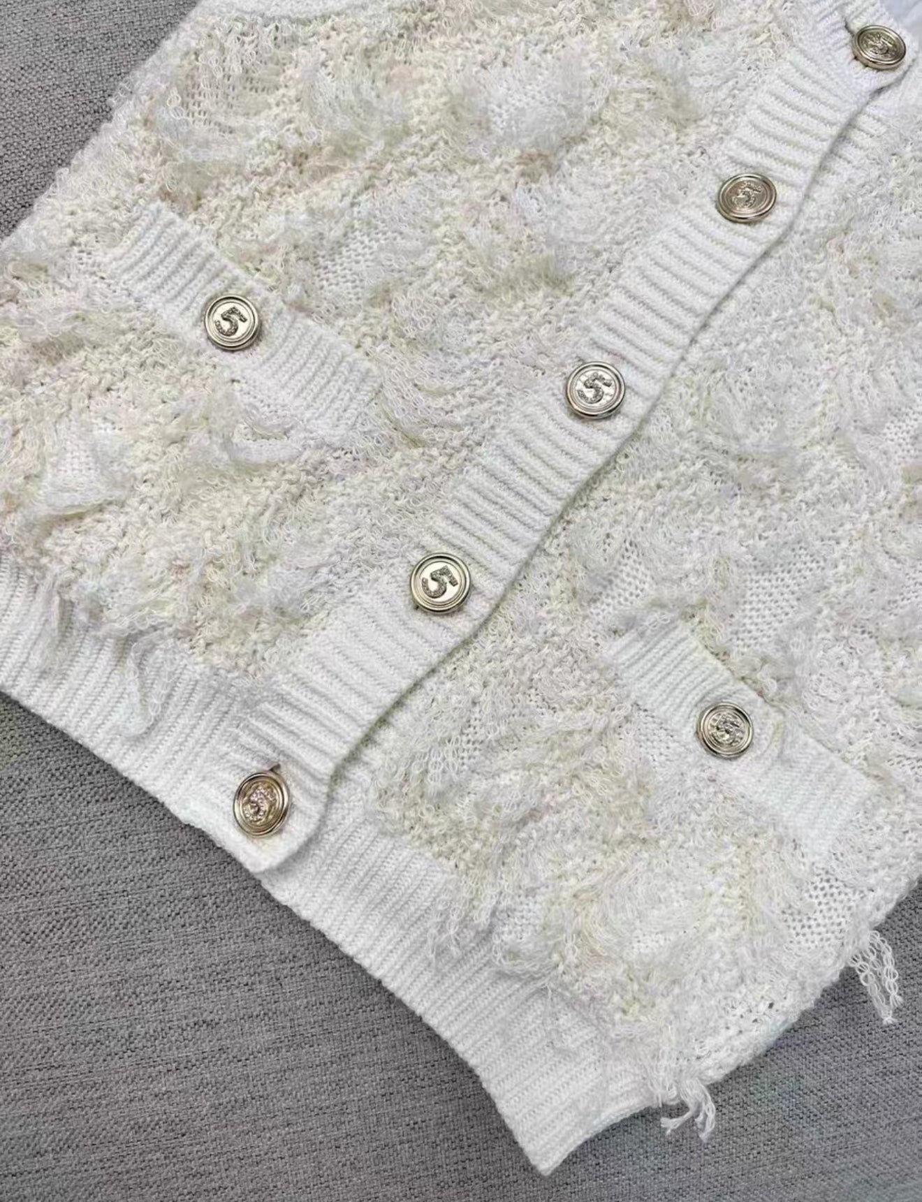 Chanel 21S ecru tweed cardigan