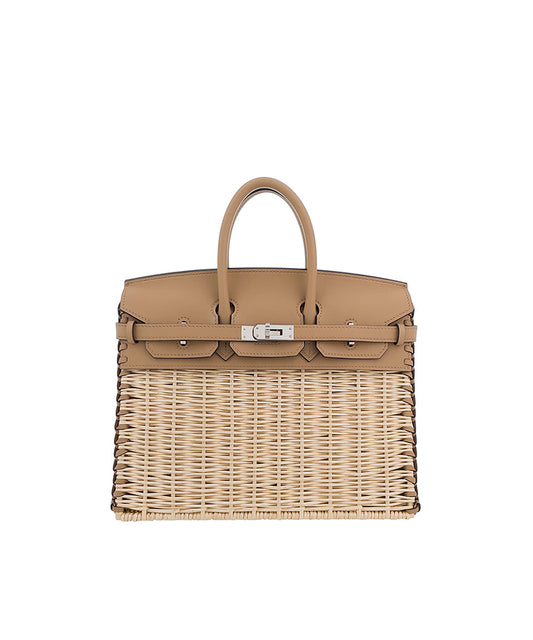 HERMÈS Birkin 25 Picnic Mini Chai Swift leather Palladium hardware