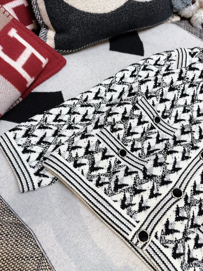 Chanel 21A Black and White Cardigan