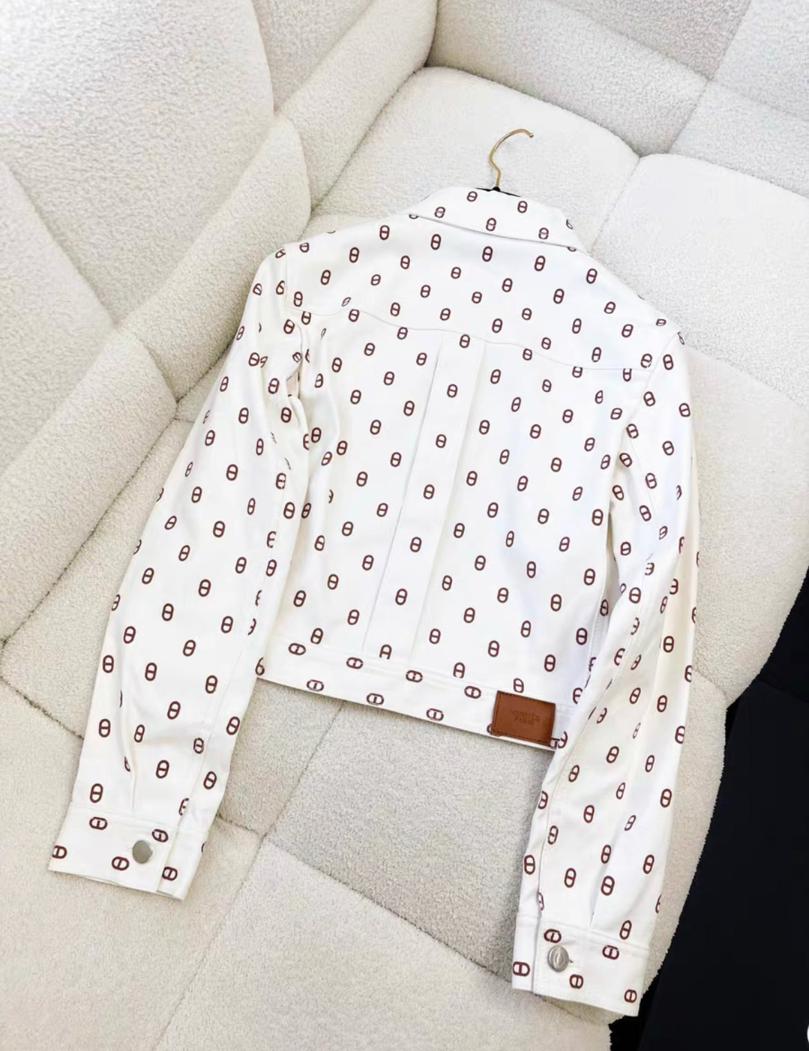 Hermès 23SS Cotton Denim Jacket size 36 Ladies' White Chaîne d