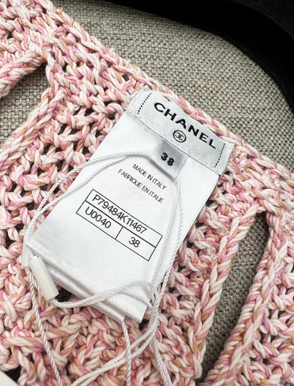 Chanel 25S pink bow knitted top