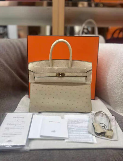 Hermès Birkin 25 Ostrich Gold Hardware