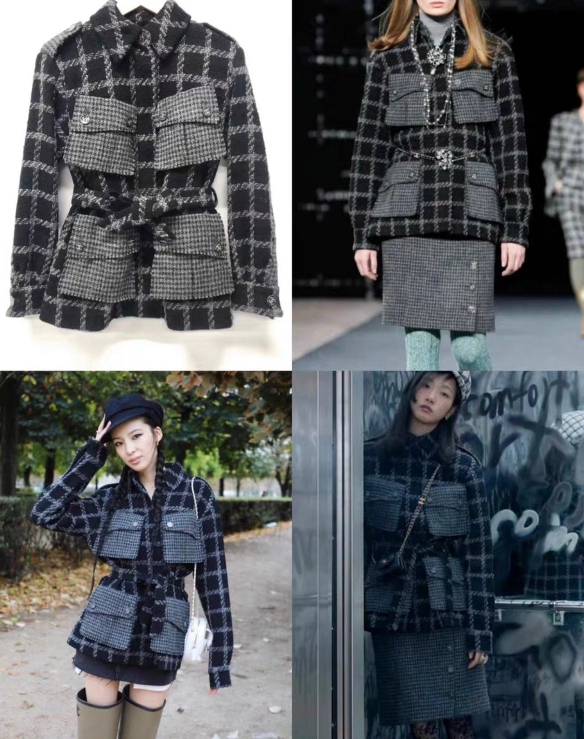 chanel 22k four pocket check tweed runway jacket size 34 – Wararni.com
