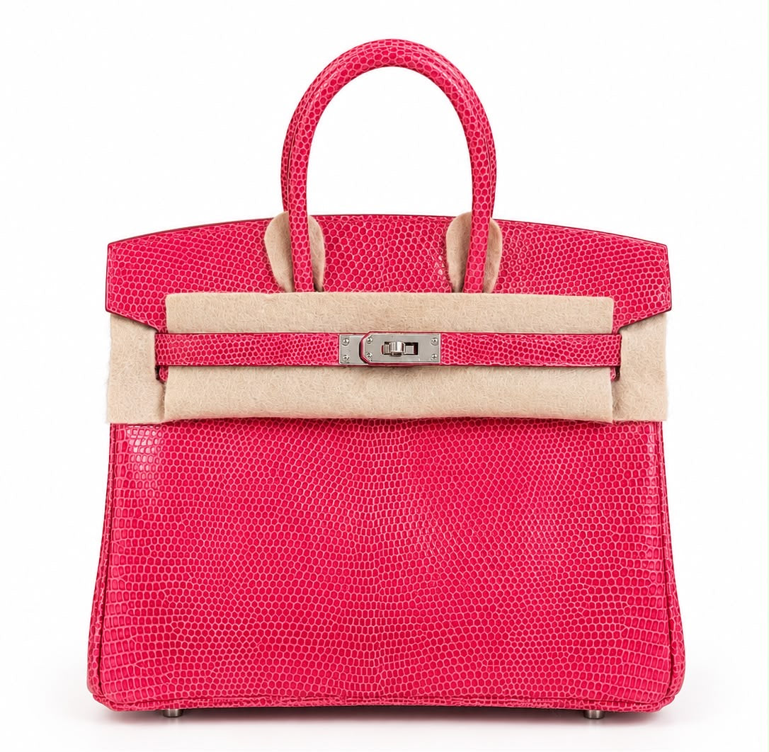 Hermes Birkin 25 rose extreme lizard palladium hardware