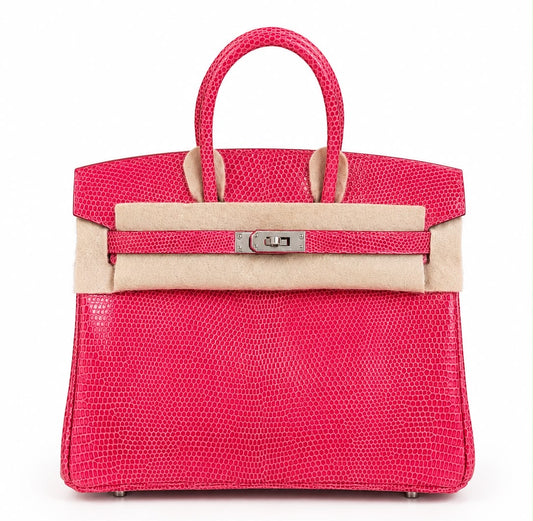 Hermes Birkin 25 rose extreme lizard palladium hardware