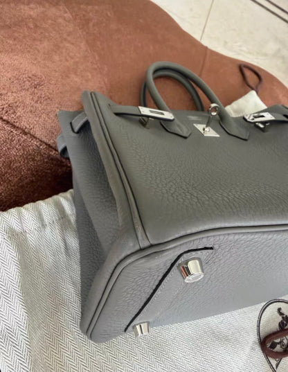 Hermes Birkin 25 Gris Meyer Togo Leather Palladium hardware