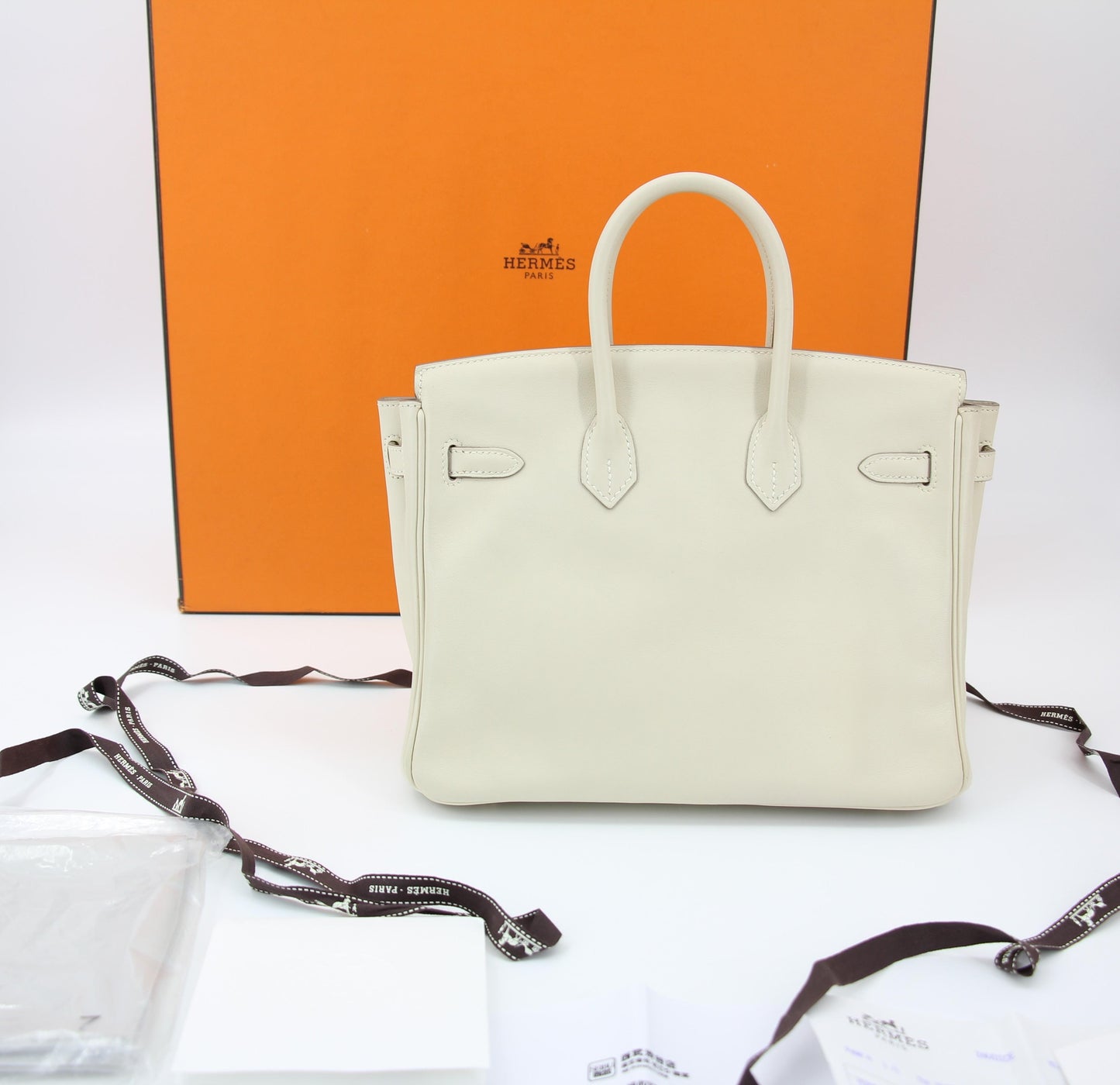 Hermes Birkin 25 Craie Swift leather gold hardware