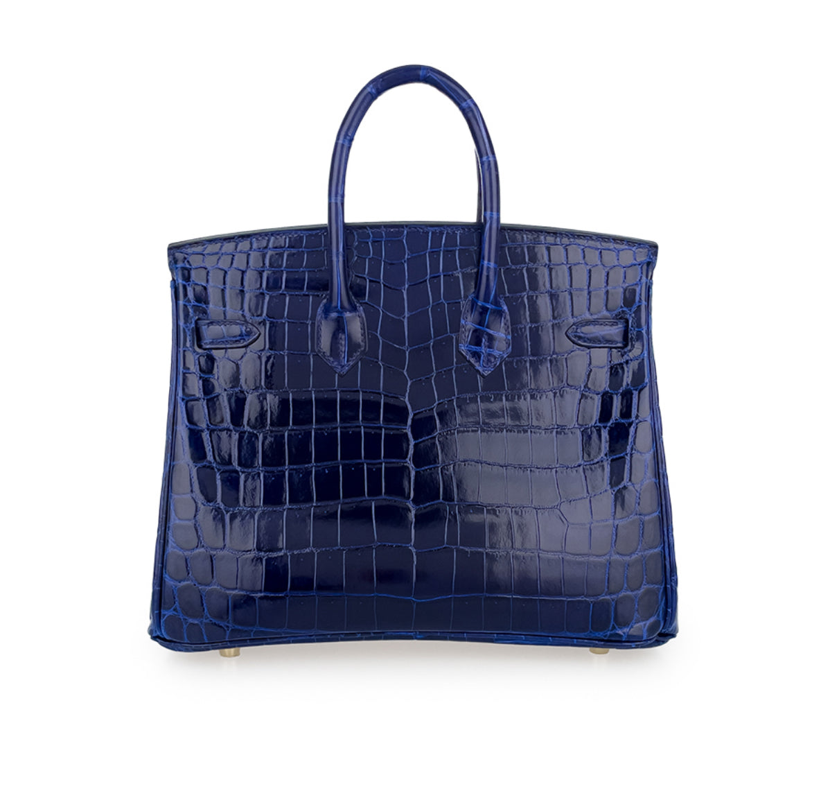 Hermes Birkin 25 Blue Sapphire Shiny Crocodile Leather Gold Hardware