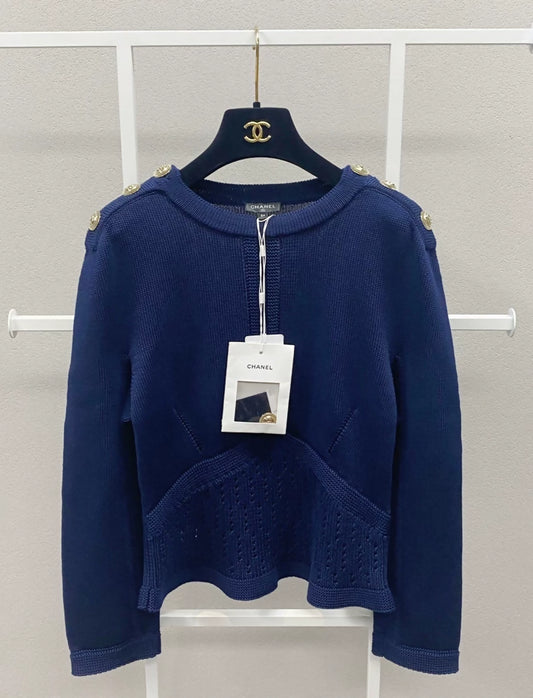 Chanel 21c navy blue knit sweater