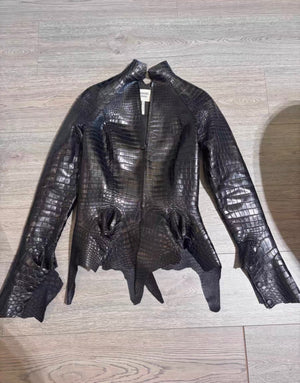 Hermes 2004 Matte Black Porosus crocodile leather jacket by Jean Paul Gaultier (ultra rare - archival - Museum piece)