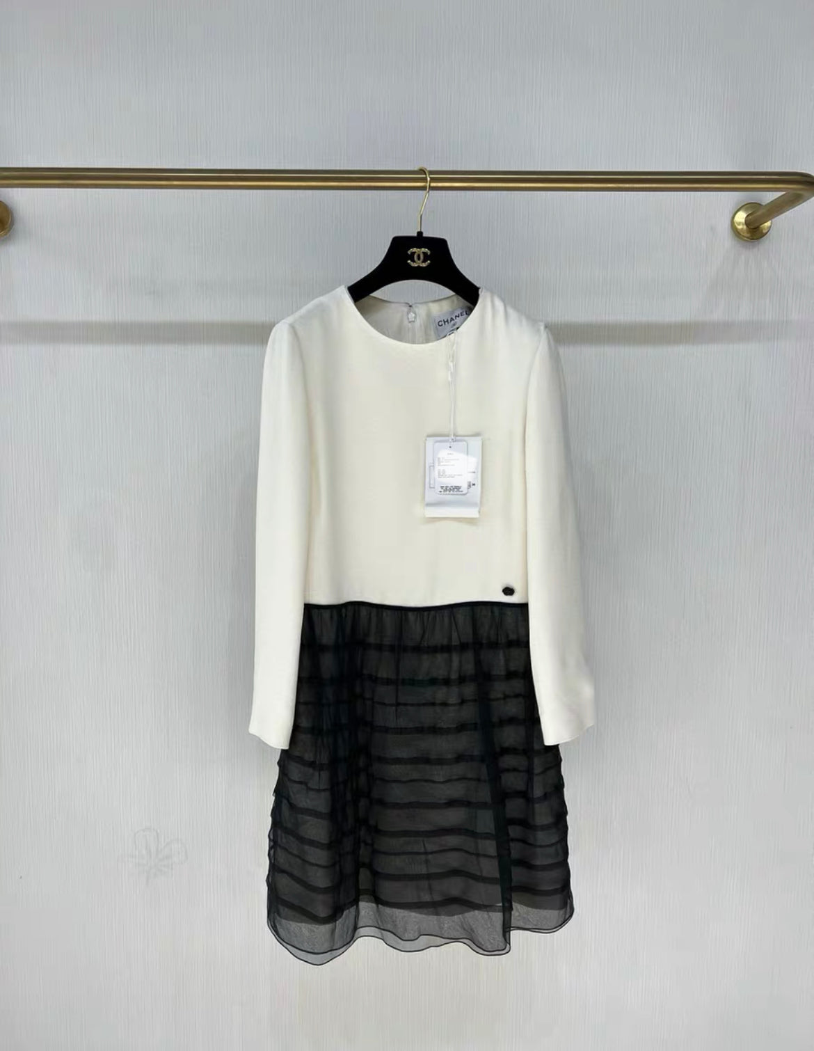 Chanel 22C black & white silk dress size 36