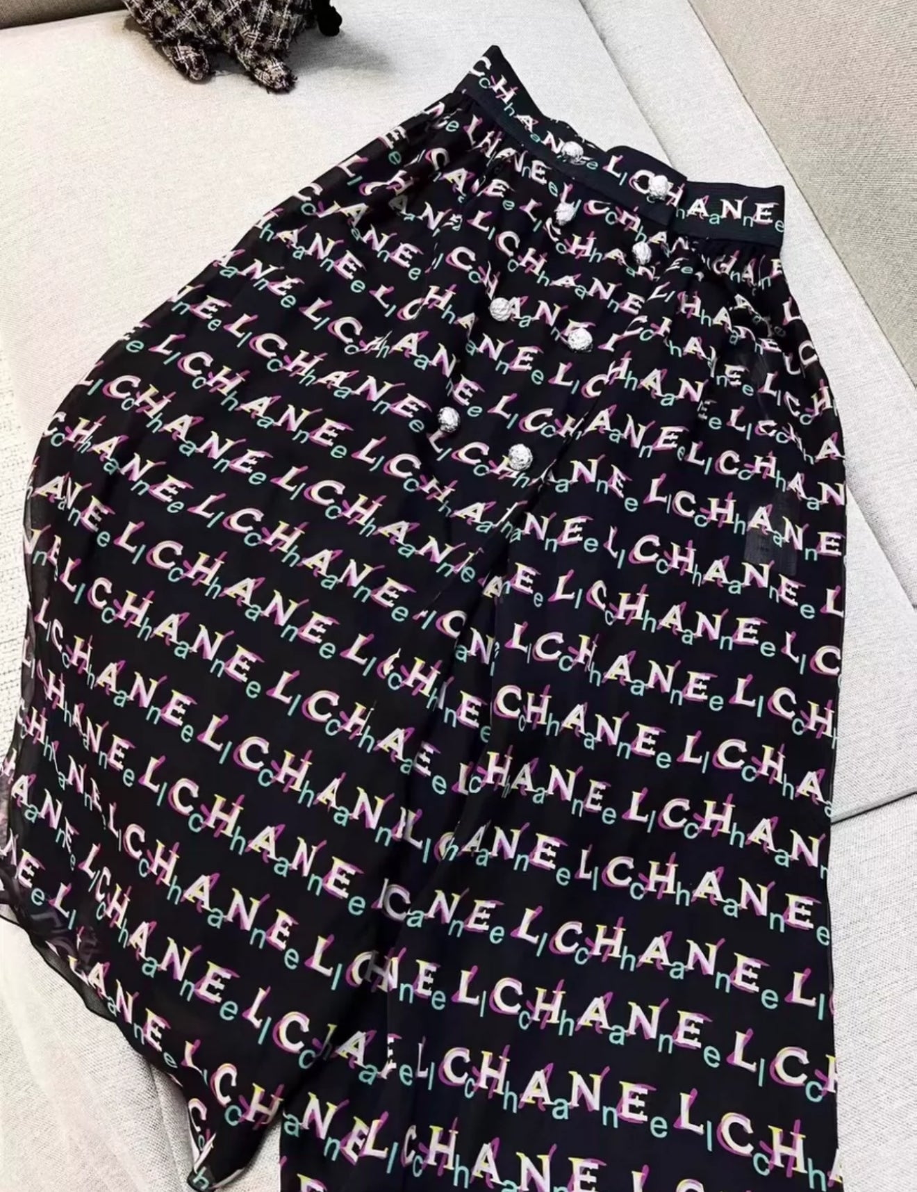 Chanel Black silk Skirt
