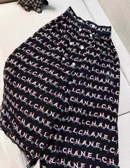 Chanel Black silk Skirt