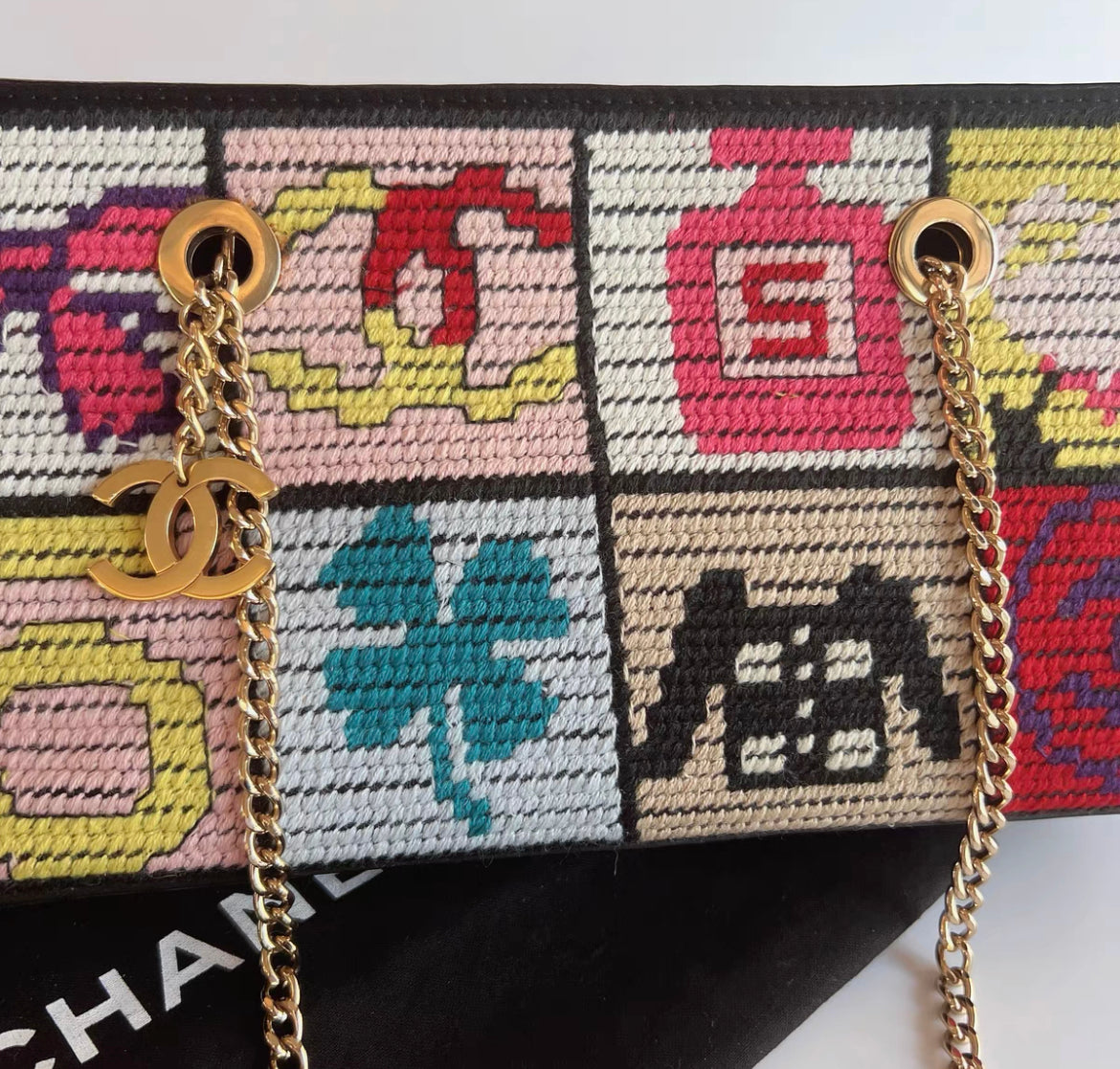 Chanel Vintage Cross stitch shoulder bag