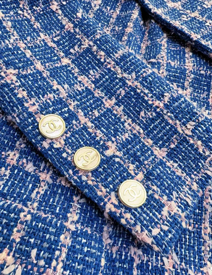 Chanel 24C Blue Tweed Long Coat