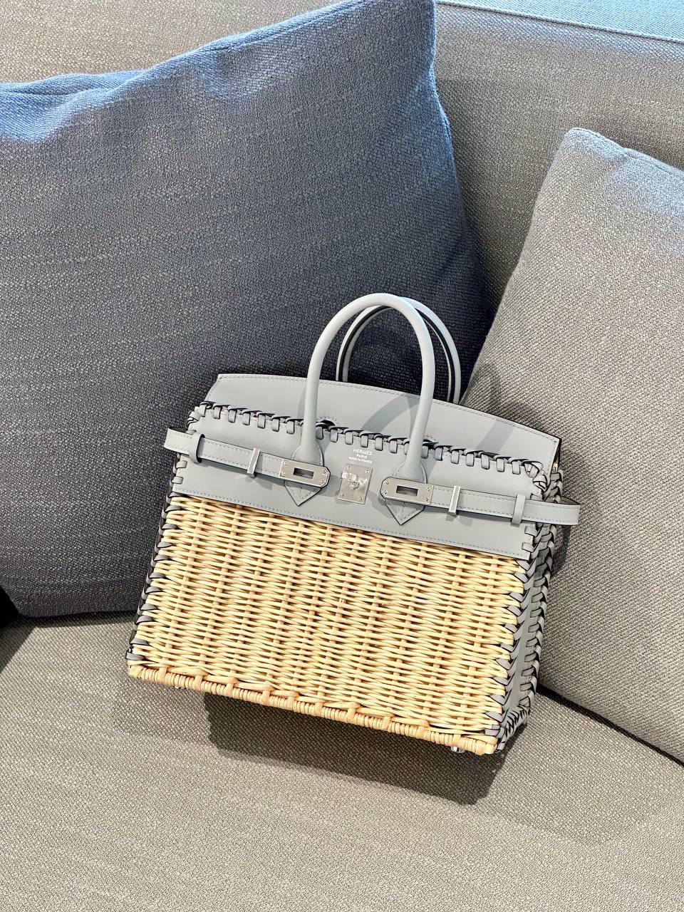 Hermès Birkin 25 Sellier Picnic Bleu Glacier Swift leather palladium hardware