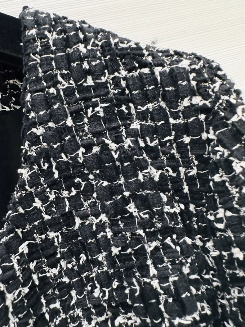 Chanel 24B black and white tweed jacket