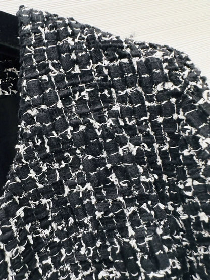 Chanel 24B black and white tweed jacket