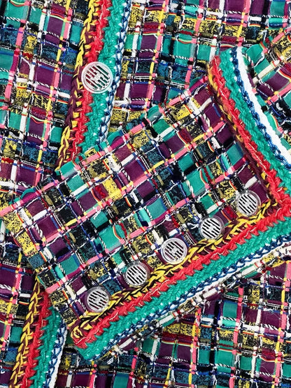 Chanel 2017 multicolour mosaic tweed jacket