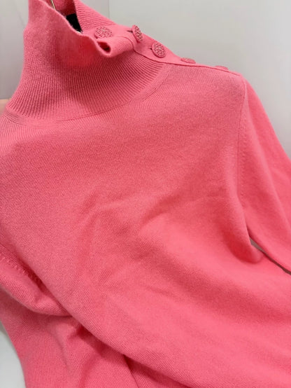 Chanel Watermelon Red Cashmere Turtleneck sweater