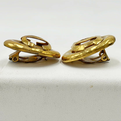 Chanel Vintage Gold Plated Oval Coco Mark Clip-on Earrings