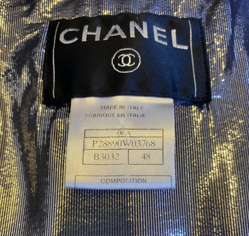 Chanel 06A Black Washed Velvet Bomber Biker Jacket Removable Chain Link Belt FR 48