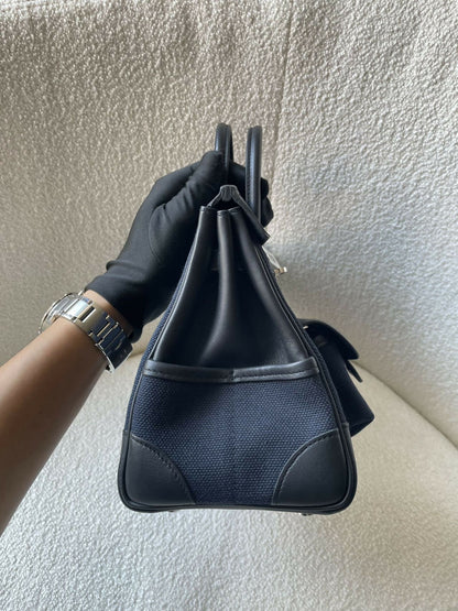 Hermès Birkin 25 Cargo Bleu Nuit / Deep Sea Blue Canvas & Swift Leather with Palladium Hardware