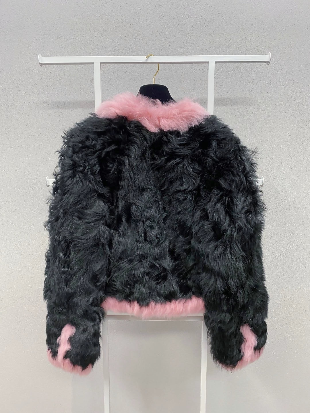 Chanel 21K pink black fur jacket