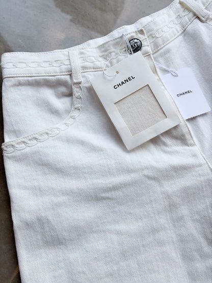 Chanel 26P White Wide-Leg Pants