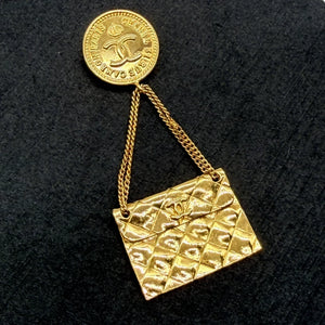 Chanel gold CF bag pendant brooch