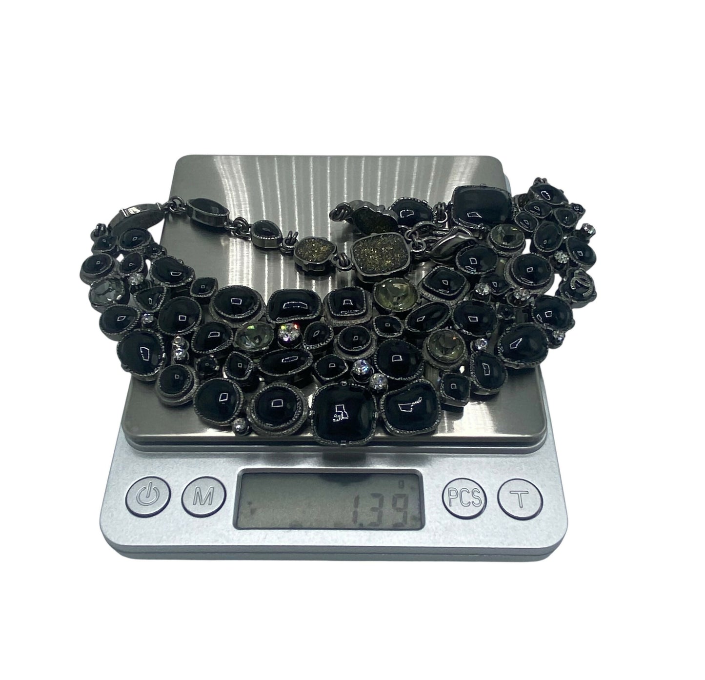 Rare Chanel 08A Black Crystals CC Gripoix Bib Collar Necklace