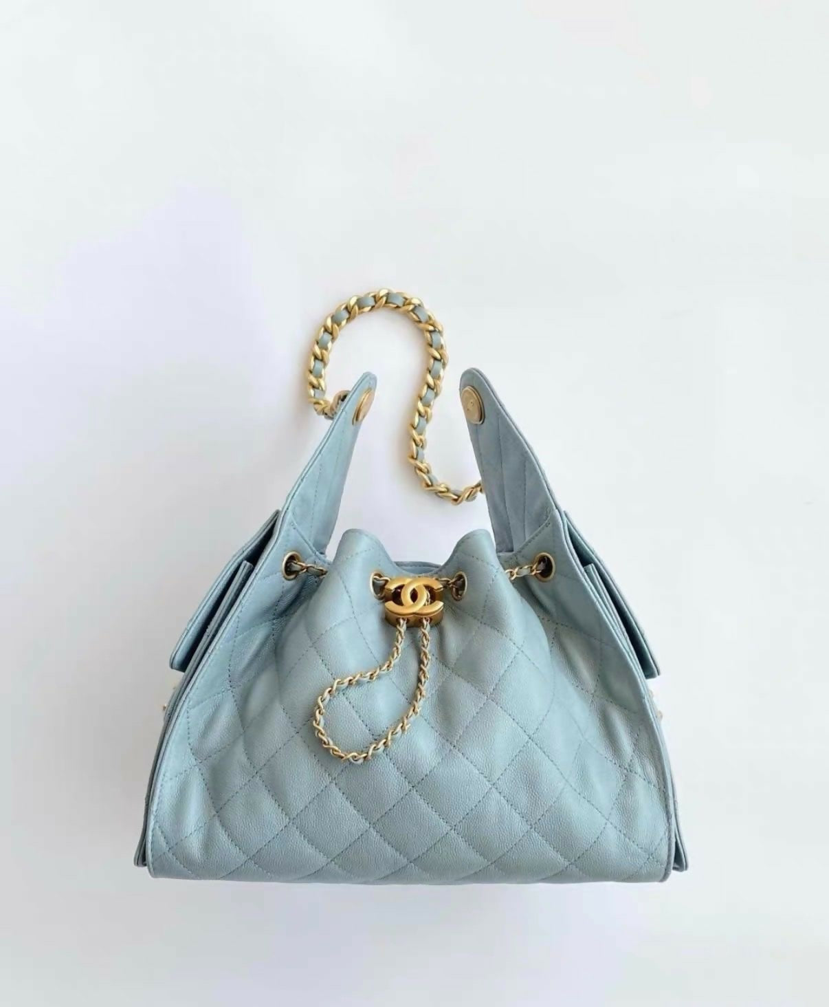 Chanel 2025 Grained Calfskin & Gold-Tone Blue Small Handbag