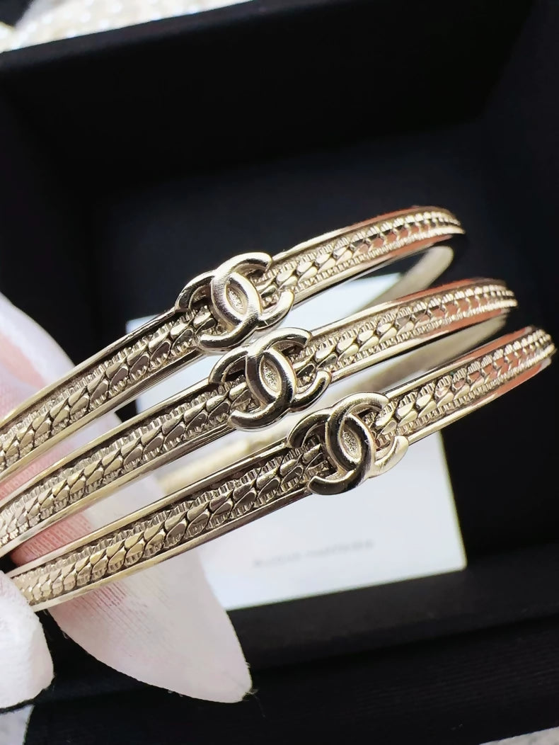 Chanel 24B light gold bracelet 3 in 1 set