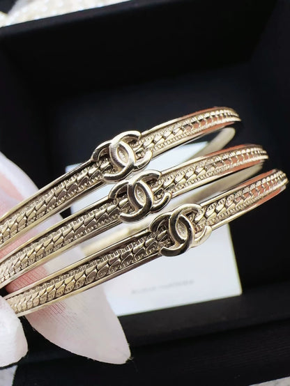 Chanel 24B light gold bracelet 3 in 1 set